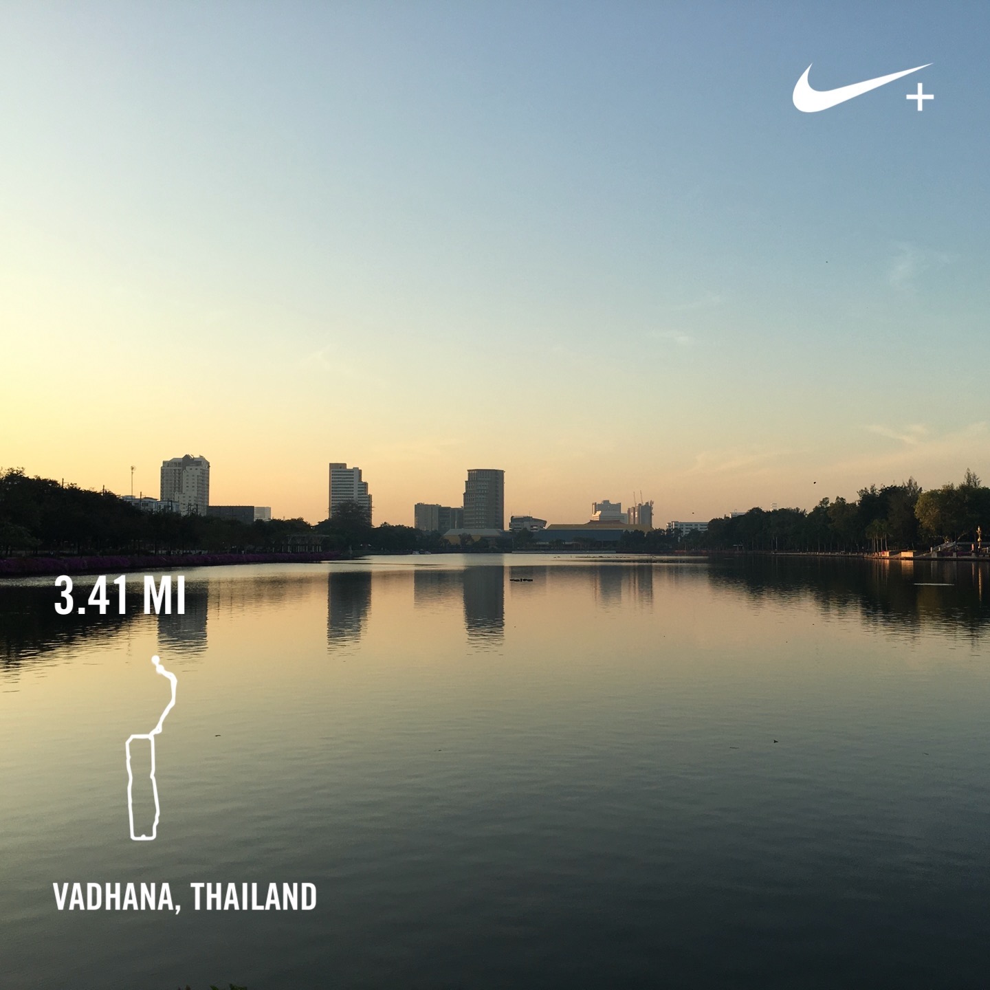 A run summary from the Nike Run app from Thailand (2016)
